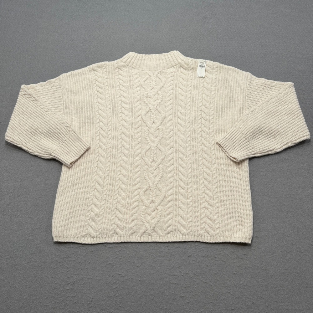 NEW Old Navy Sweater Women's 2X Off White Mockneck Chunky Cable Knit Pullover